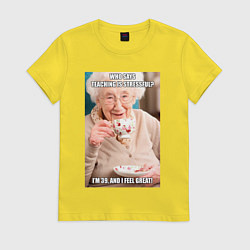Футболка хлопковая женская Учитель стресс, цвет: желтый