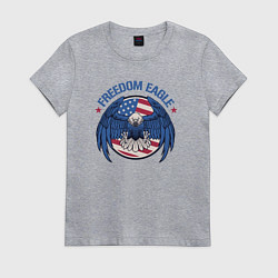 Футболка хлопковая женская США - орёл свободы, цвет: меланж