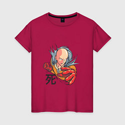 Футболка хлопковая женская One-Punch Man главный герой, цвет: маджента