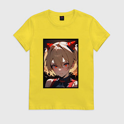Футболка хлопковая женская Аска из Евангелион, цвет: желтый