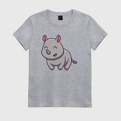 Футболка хлопковая женская Весёлый носорог, цвет: меланж