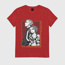 Футболка хлопковая женская Токийские мстители Кен Рюгуджи Мандзиро Сано, цвет: красный