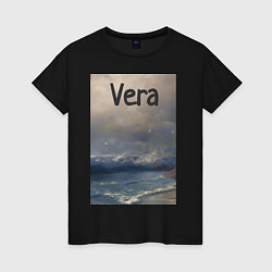 Футболка хлопковая женская Vera штормовая, цвет: черный