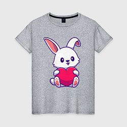 Футболка хлопковая женская Heart rabbit, цвет: меланж