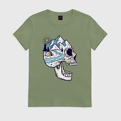 Футболка хлопковая женская Черепок и природа, цвет: авокадо
