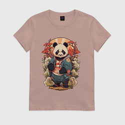 Футболка хлопковая женская Панда в японском стиле, цвет: пыльно-розовый