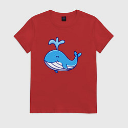 Футболка хлопковая женская Милый кит, цвет: красный