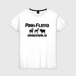 Футболка хлопковая женская Pink Floyd animals, цвет: белый