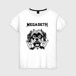 Футболка хлопковая женская Megadeth - rock dog, цвет: белый