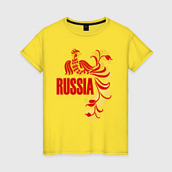 Футболка хлопковая женская Russia, цвет: желтый