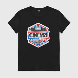 Футболка хлопковая женская Кинотеатр, цвет: черный
