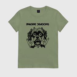 Футболка хлопковая женская Imagine Dragons - rock dog, цвет: авокадо