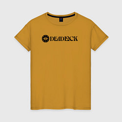 Футболка хлопковая женская Deadlock white logo, цвет: горчичный