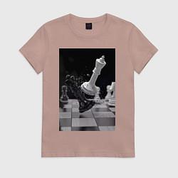 Футболка хлопковая женская Шахматы эстетика, цвет: пыльно-розовый