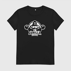 Футболка хлопковая женская Gorilla power gym, цвет: черный