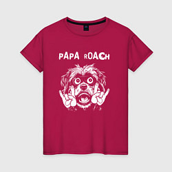 Футболка хлопковая женская Papa Roach rock dog, цвет: маджента