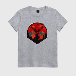 Футболка хлопковая женская Олень на фоне гор, цвет: меланж