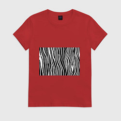 Футболка хлопковая женская Полоски зебры, цвет: красный