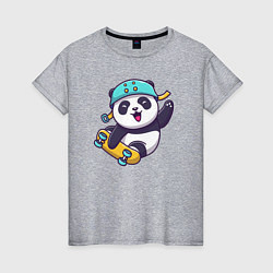 Футболка хлопковая женская Skater panda, цвет: меланж