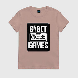 Футболка хлопковая женская Игры 8 бит, цвет: пыльно-розовый