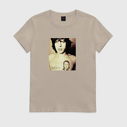 Футболка хлопковая женская Мик Джаггер и Лоза, цвет: миндальный