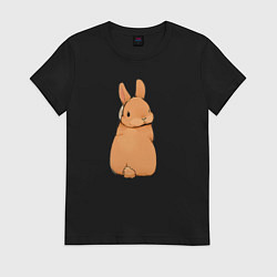 Футболка хлопковая женская Кролик с прической, цвет: черный