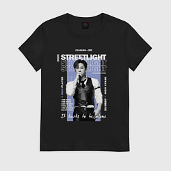 Футболка хлопковая женская Stray kids Changbin streetlight, цвет: черный