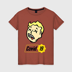 Футболка хлопковая женская Vault boy - covid 19, цвет: кирпичный