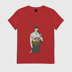 Футболка хлопковая женская Ван-Пис Зоро Ророноа Чоппер, цвет: красный