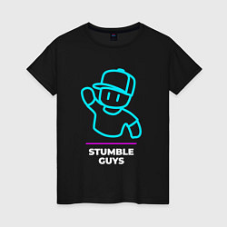 Женская футболка Символ Stumble Guys в неоновых цветах