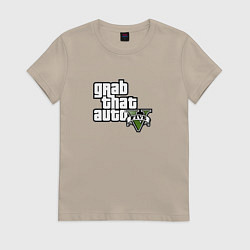 Футболка хлопковая женская GTA5 игровое лого, цвет: миндальный