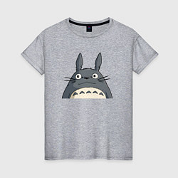 Футболка хлопковая женская Выглядывающий тоторо, цвет: меланж