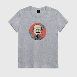 Футболка хлопковая женская Портрет Владимира Ленина, цвет: меланж