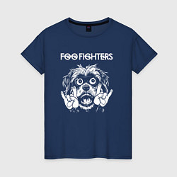 Футболка хлопковая женская Foo Fighters rock dog, цвет: тёмно-синий