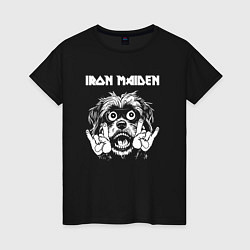 Футболка хлопковая женская Iron Maiden rock dog, цвет: черный