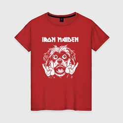 Футболка хлопковая женская Iron Maiden rock dog, цвет: красный