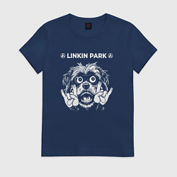 Футболка хлопковая женская Linkin Park 2024 rock dog, цвет: тёмно-синий