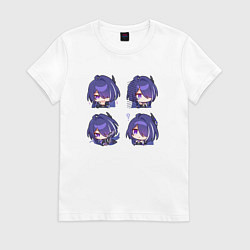 Футболка хлопковая женская Ахерон стикеры, цвет: белый