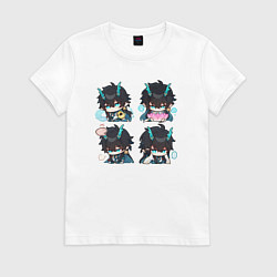 Футболка хлопковая женская Дань Хэн стикеры, цвет: белый