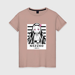 Футболка хлопковая женская Nezuko girl hunter one, цвет: пыльно-розовый