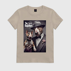 Футболка хлопковая женская Крёстный отец держит своего щенка - мем, цвет: миндальный
