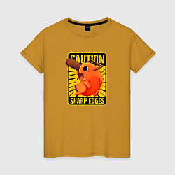 Женская футболка Caution pochito black vinyl