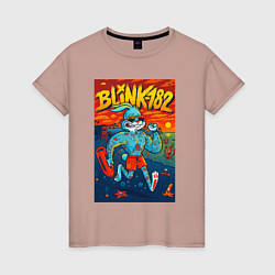 Футболка хлопковая женская Blink 182 rock, цвет: пыльно-розовый