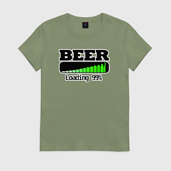 Футболка хлопковая женская Beer loading, цвет: авокадо