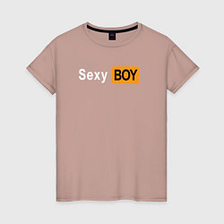 Футболка хлопковая женская Sexyboy pornhub, цвет: пыльно-розовый