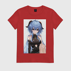 Футболка хлопковая женская Геншин Гань Юй, цвет: красный