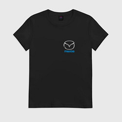 Футболка хлопковая женская Mazda auto logo, цвет: черный
