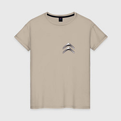 Футболка хлопковая женская Citroen metal logo, цвет: миндальный
