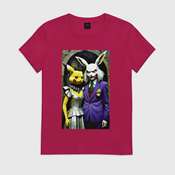 Футболка хлопковая женская Семейная пара покемонов - нейроарт, цвет: маджента