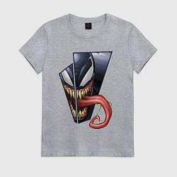 Футболка хлопковая женская Venom with tongue sticking out, цвет: меланж